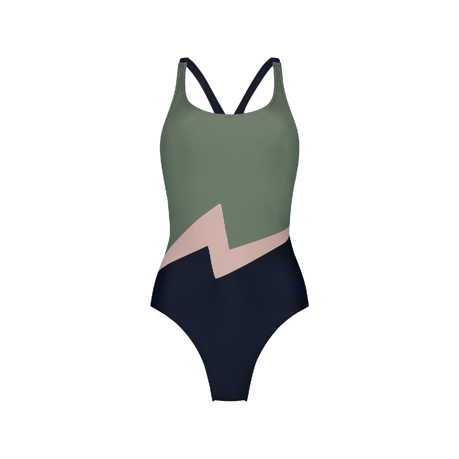Elektra Racerback Swimsuit - Blue / Green / Pink - WALLIEN